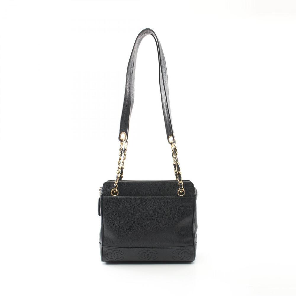Chanel Triple Coco Tote Bag Leather Black